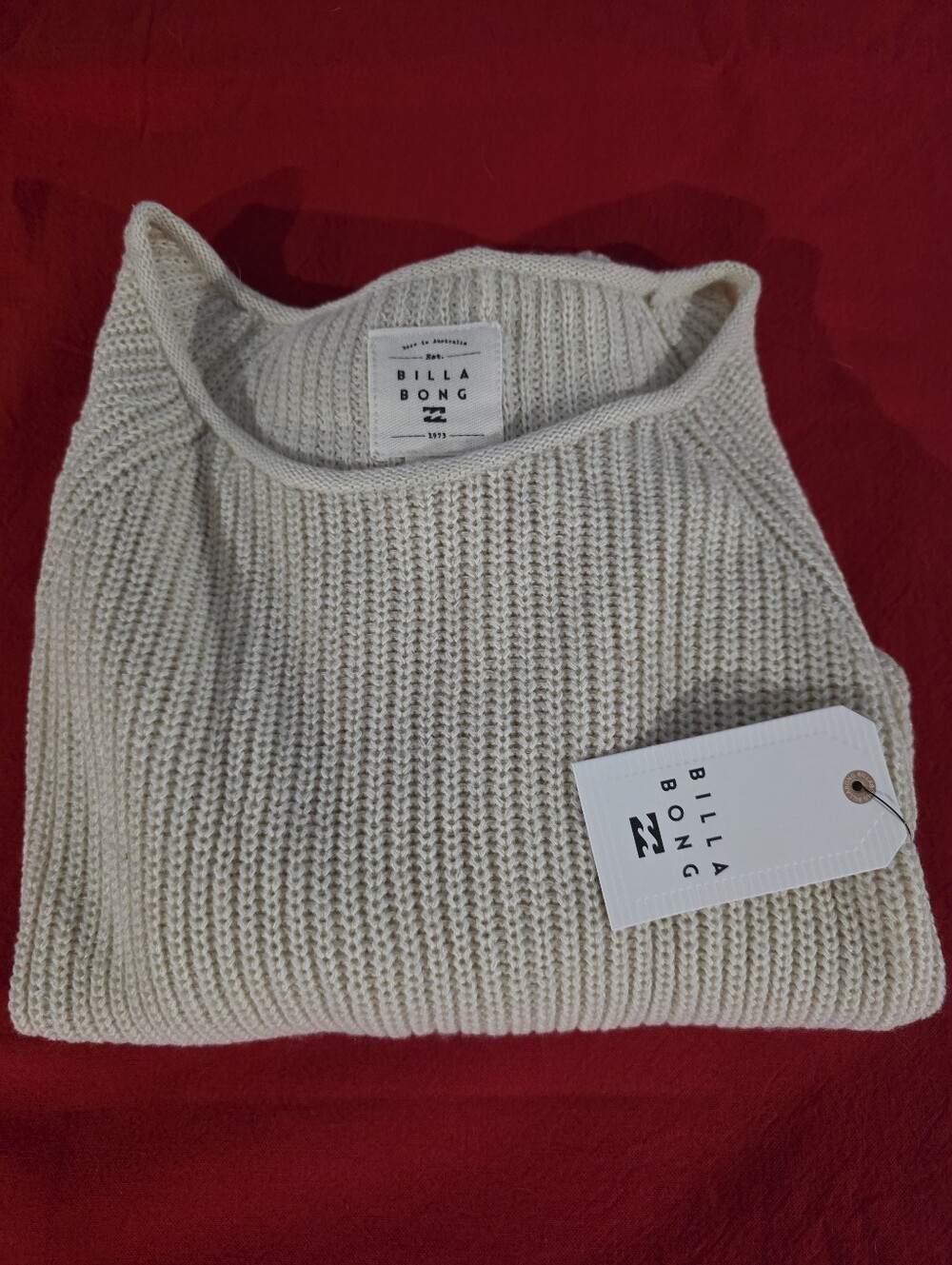 Billabong Women's Cream Crewneck Knit Sweater